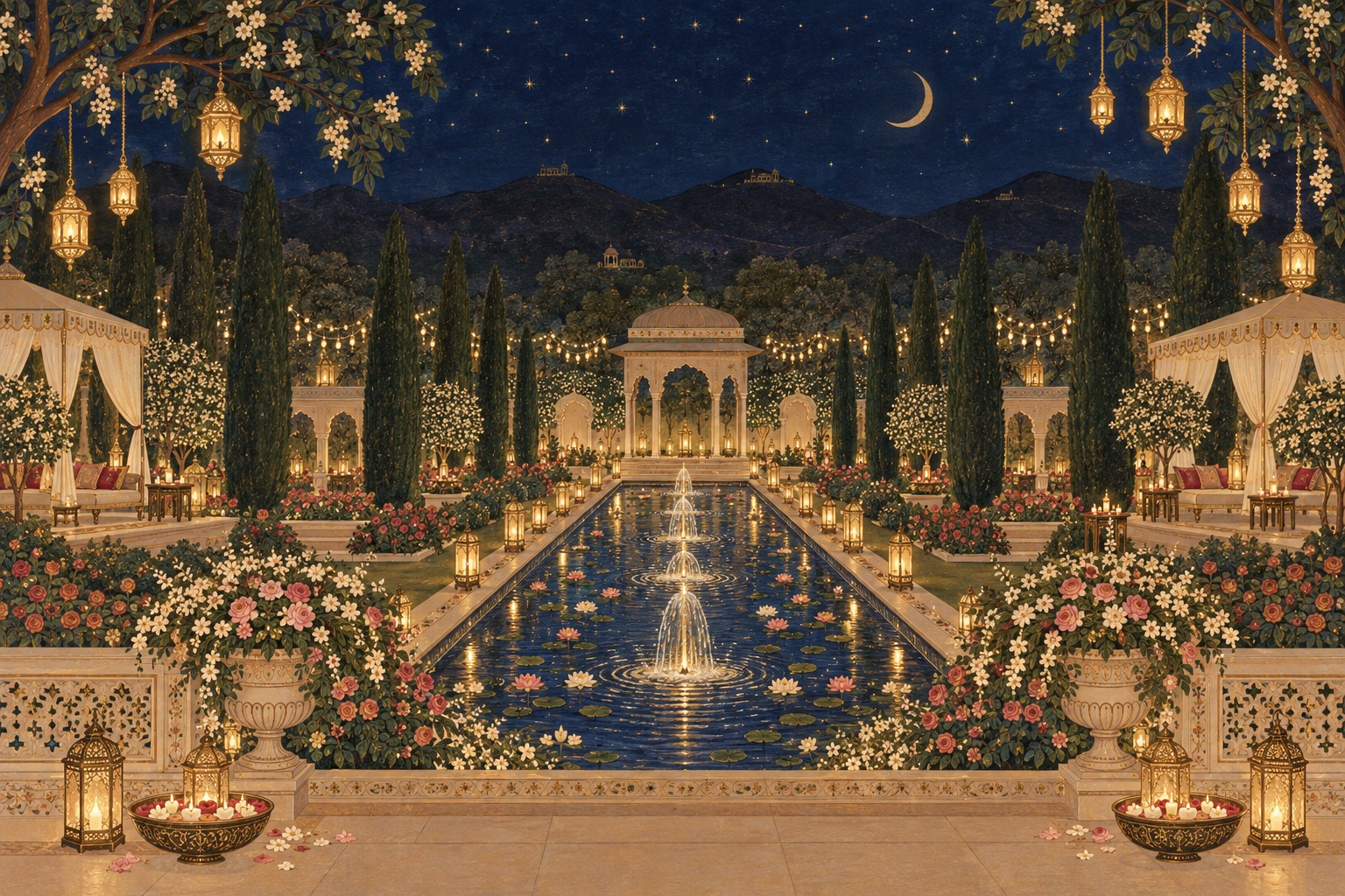 Mughal garden reception at Aravali